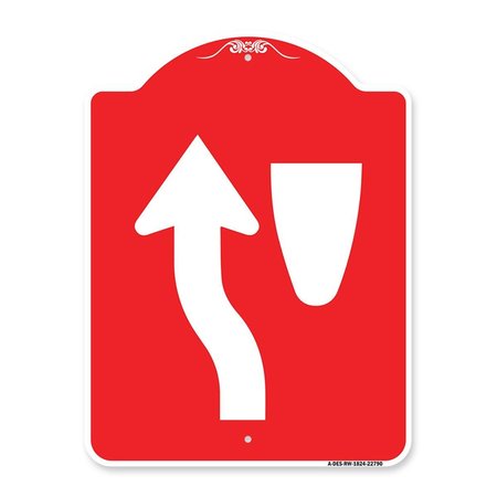 AMISTAD 18 x 24 in. Designer Series Sign - Traffic Sign Keep Left Symbol, Red & White AM2047622